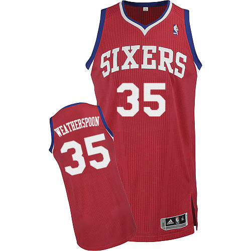 Mens Adidas Philadelphia 76ers 35 Clarence Weatherspoon Authentic Red Road NBA Jersey